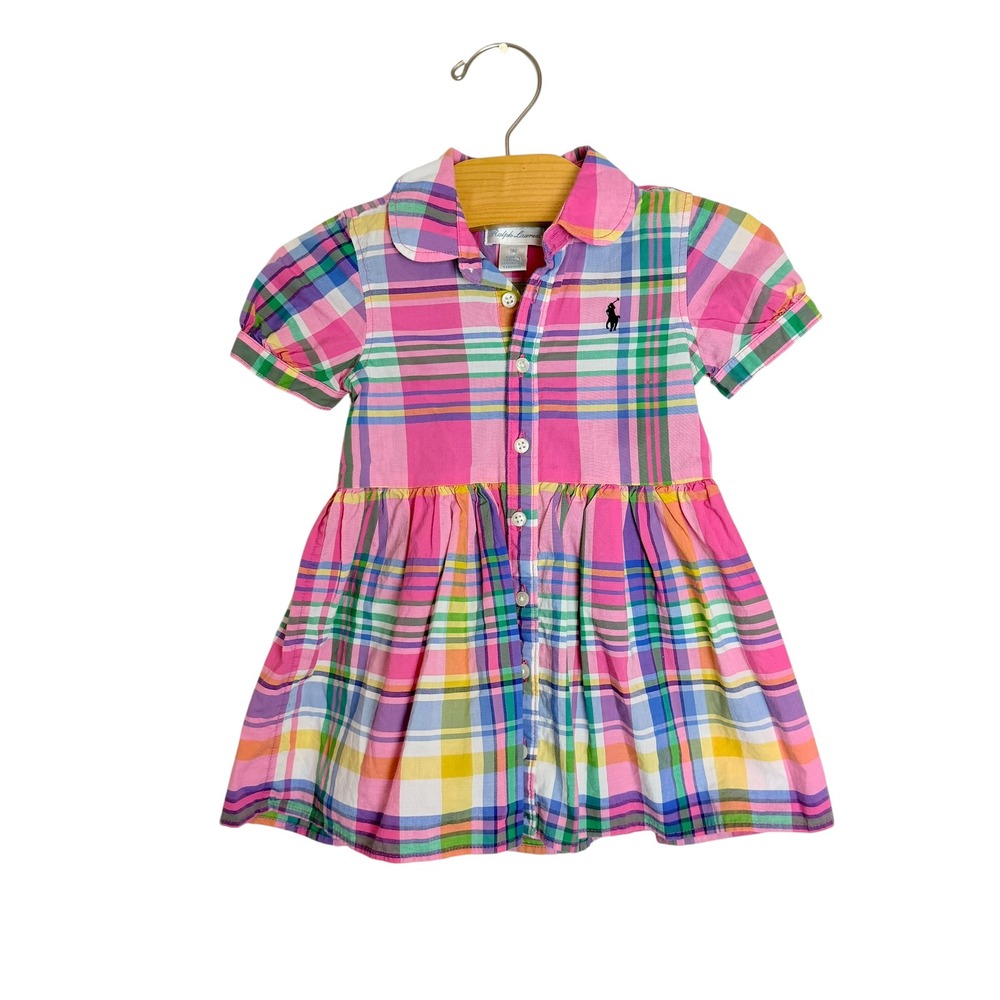 Ralph Lauren Baby Girls Pink Multi Plaid Dress 9M